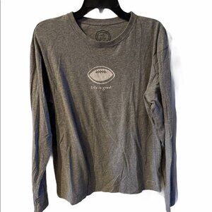 Life is Good Football shirt Mens Sz M Grey T-Shirt Long Sleeve casual comfy